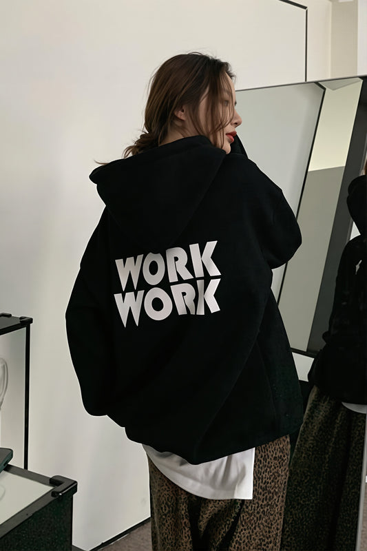 Solid Text Print Oversized Hoodie