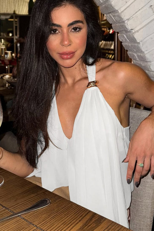 Asymmetrisches Neckholder-Top aus Mesh