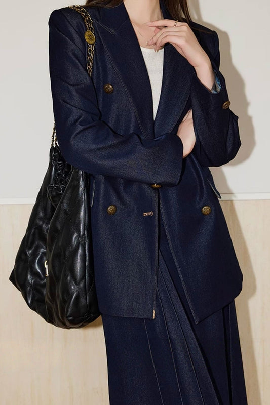 Zweireihiger Twill-Blazer