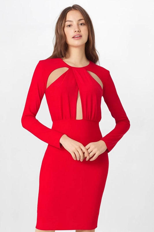 Figurbetontes, elegantes Strickkleid mit langen Ärmeln fürs Büro