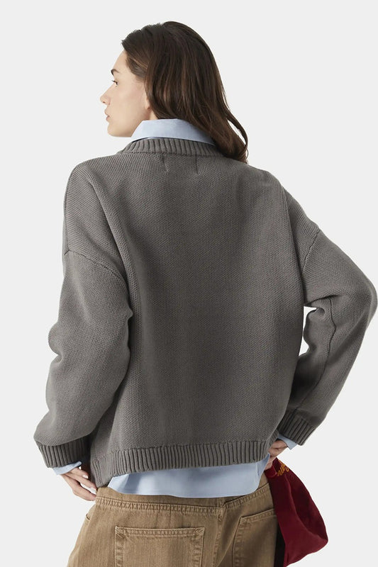 Strickbluse mit Stickerei, lässiger Schnitt