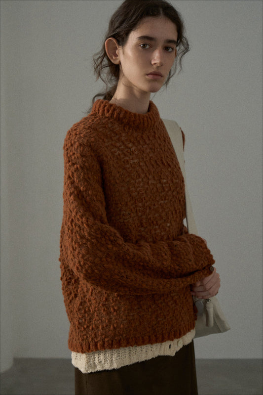 Strukturierter, atmungsaktiver Strickpullover aus Bohnengarn