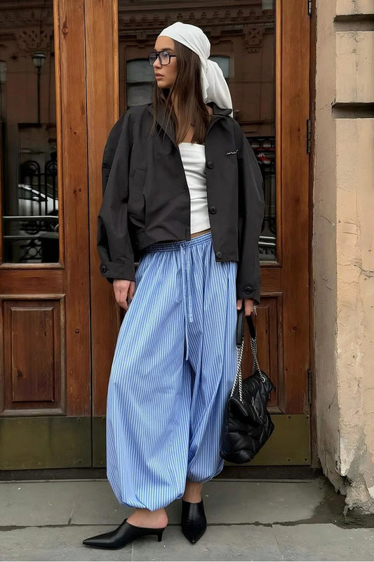 Gestreifte Loose Fit Bloomers Hose