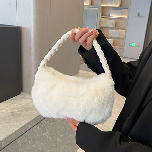 Cable Knit Fuzzy Minimalist Crossbody Bag