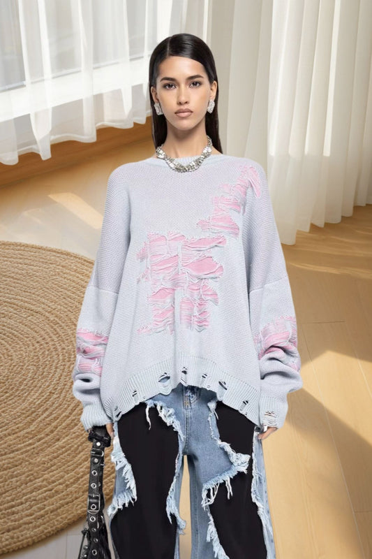 Lässige Bluse mit langen Ärmeln im Used-Look