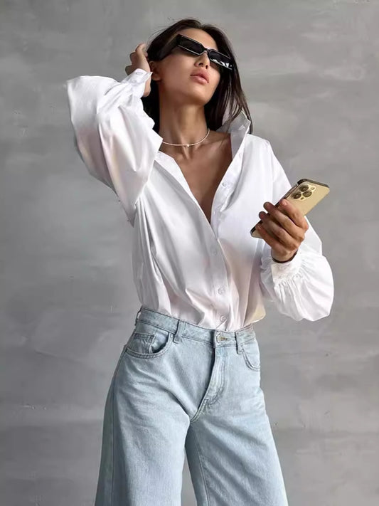 Lockere Bluse mit Laternenärmeln