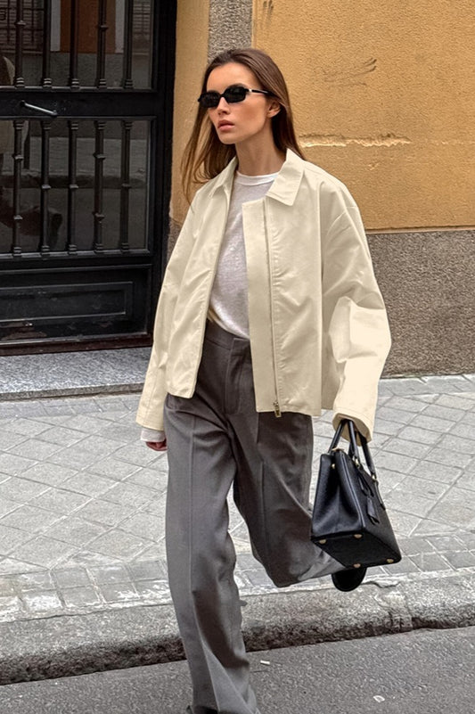 Locker geschnittene Khaki-Baumwolljacke