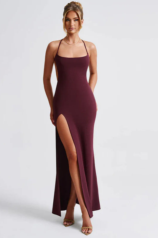 Sommer Sexy Split Kleid Slim Fit Spaghetti Strap Partykleid