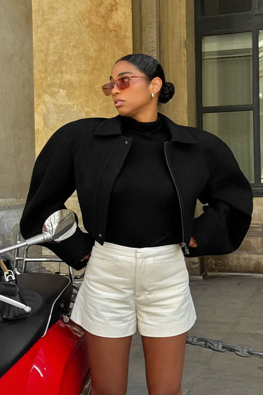 Schicke Wolljacke mit Reißverschluss vorne