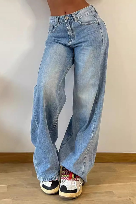 Vintage-Jeans mit hoher Taille und weitem Bein