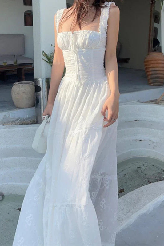 Lässiges Maxikleid mit eckigem Ausschnitt und schmaler Passform