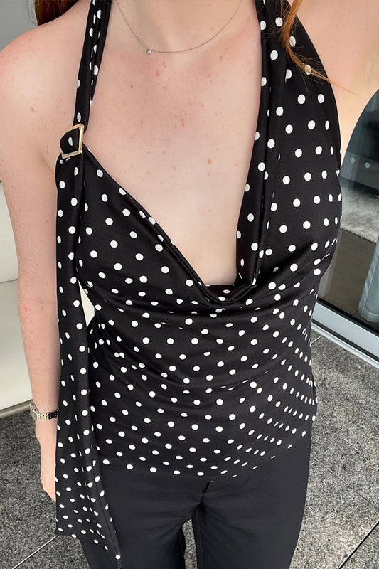 Camisole-Bluse mit V-Ausschnitt und Polka Dots