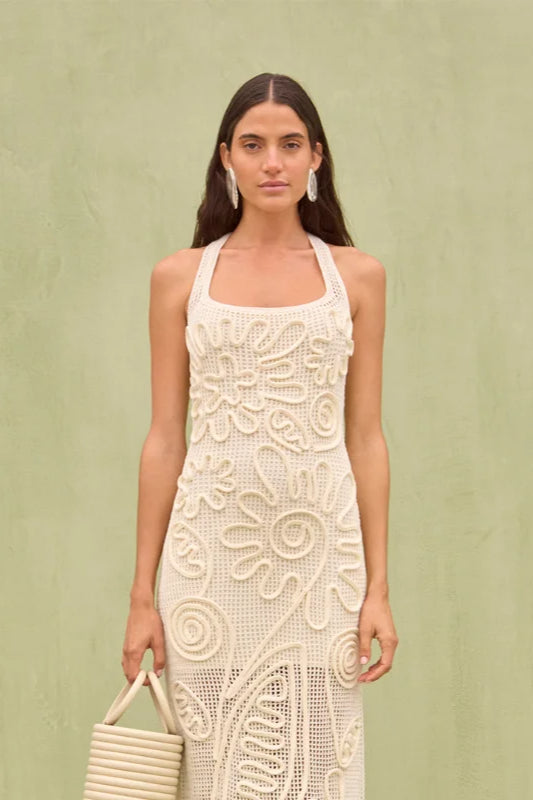 Elegantes gestricktes ärmelloses Blumenkleid