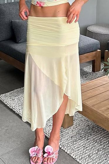 Transparenter Rock mit niedriger Taille und Blumenmuster