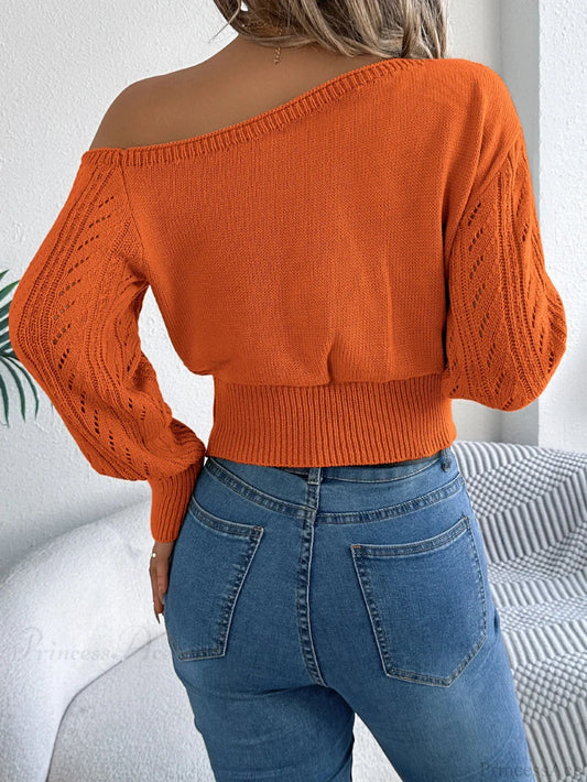 Elegant Slash Neck Off Shoulder Sweater