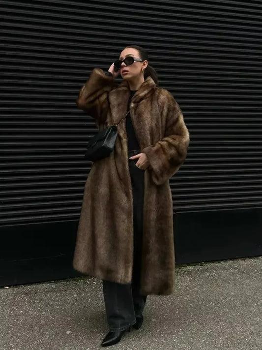 Elegant Woolen Belted Long Sleeve Overcoat