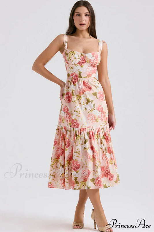 Stilvolles Midi-Sommerkleid „Elia“ mit Blumenmuster