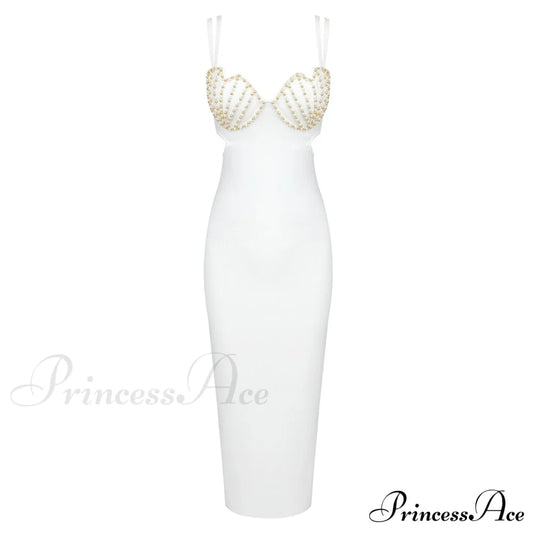 Elyse Elegant Midi Dress White / Xs