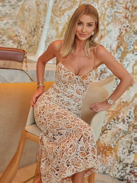Embroidered Lace Hollow Out Sleeveless Floral Dress floraldress-250126