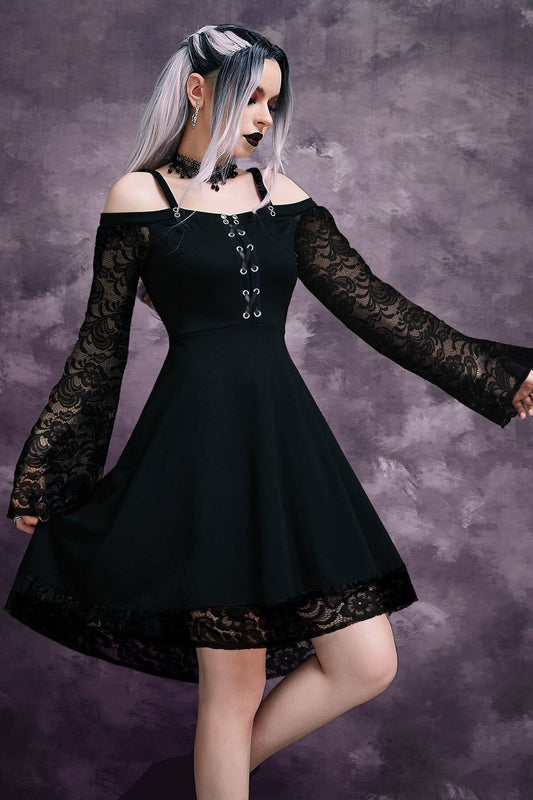 Trägerloses Gothic-Kleid mit Schnürung