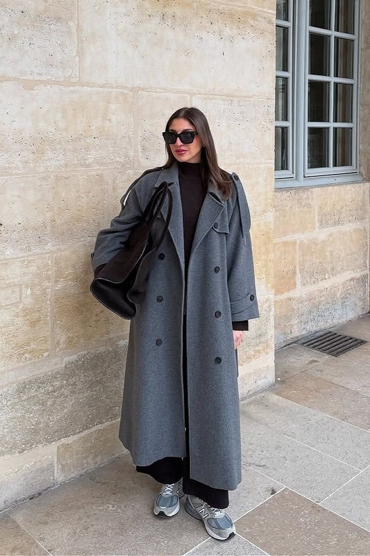 Solid Color Longline Elegant Long Sleeve Overcoat