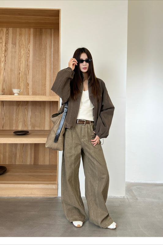 Vintage-Hose mit weitem, schmal zulaufendem Bein