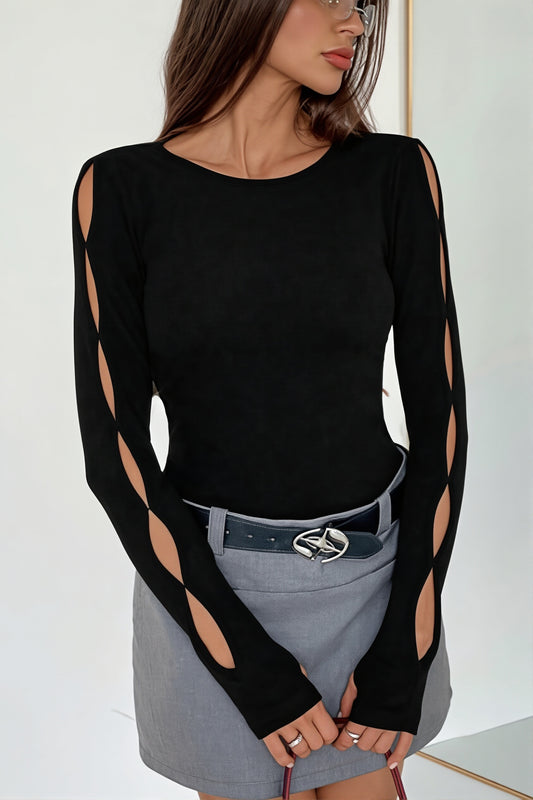 Twisted Cutout Long Sleeve T Shirt