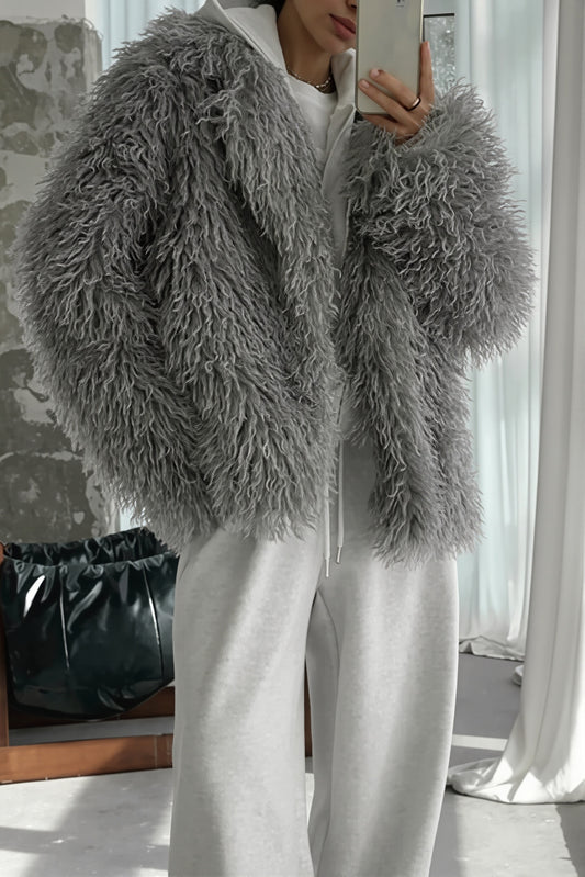 Shaggy Texture Relaxed Faux Fur Coat