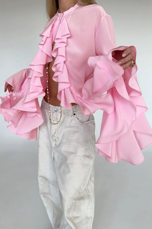 Elegante Bluse mit Rüschenbesatz und Knöpfen