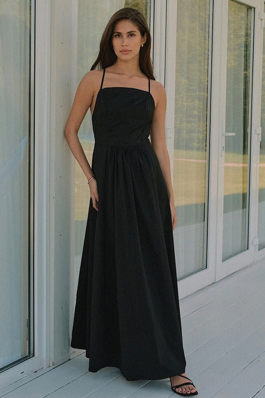 Ärmelloses Maxikleid aus Baumwolle mit Rückenschnürung