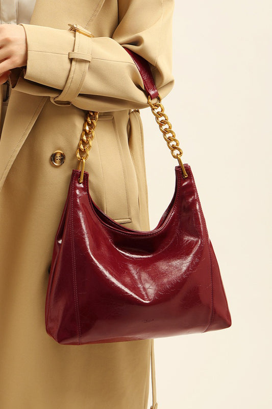 Rote Tragetasche mit großem Fassungsvermögen, elegante Schultertasche