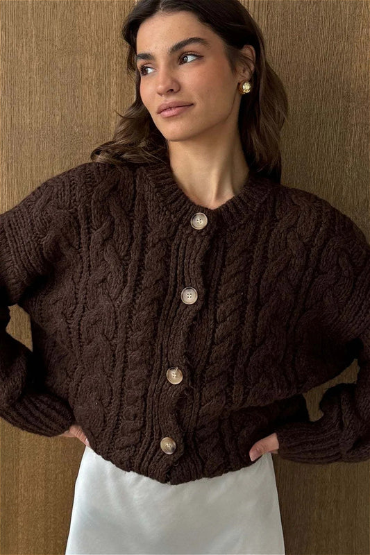 Vintage Zopfmuster Rundhalspullover