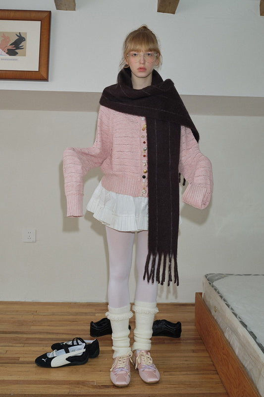 Unisex-Schal mit vertikalen Streifen aus 25 % Wollmischung