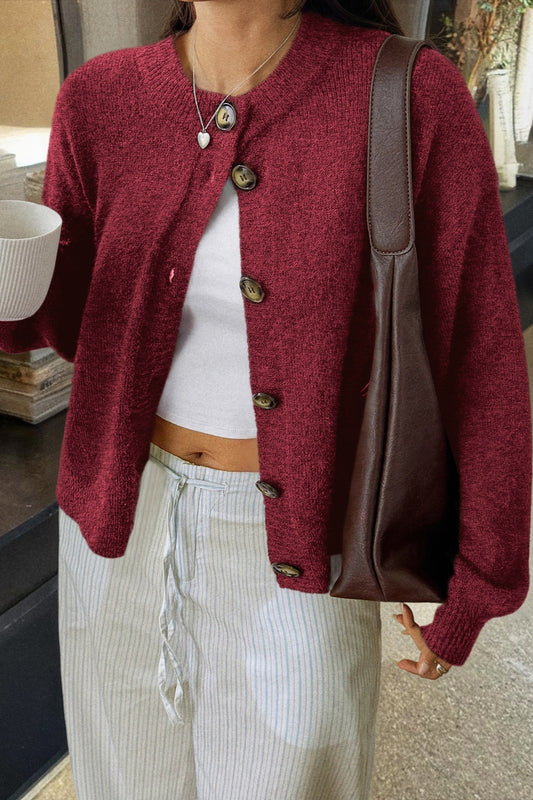 Minimalistischer Langarm-Cardigan mit Knöpfen