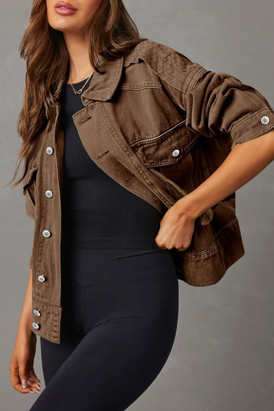 Langärmliger Denim-Arbeitsmantel