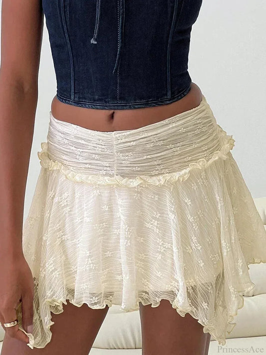 Fairy Grunge Layered Ruffle Skirt WHITE / S skirts-250223