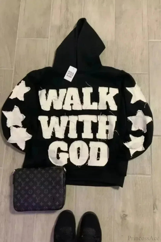 Fashion Trend Fleece Padded Zipper Hoodie Black / M