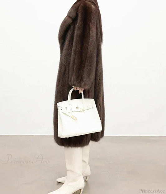 Faux Fur Lapel Pit Fabric Drape Overcoat