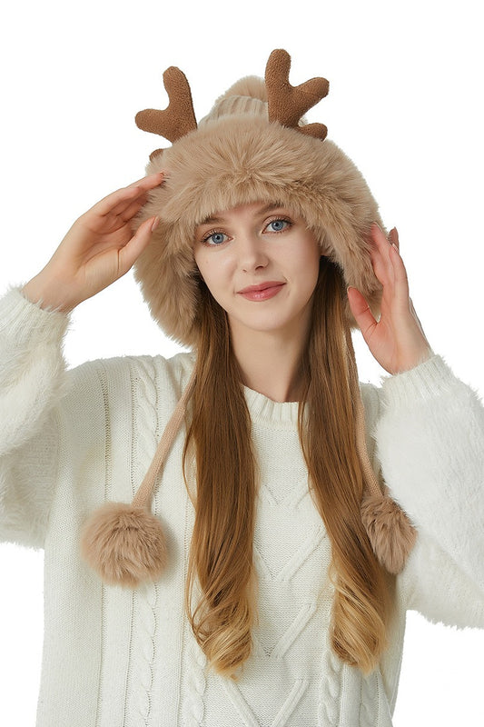 Rentiergeweih-Bommelmütze