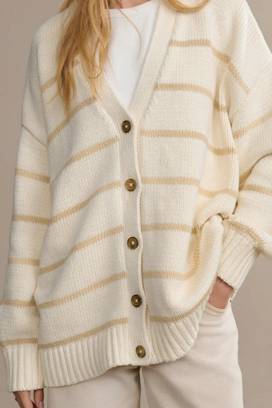 Gestreifter Cardigan-Pullover aus Baumwolle
