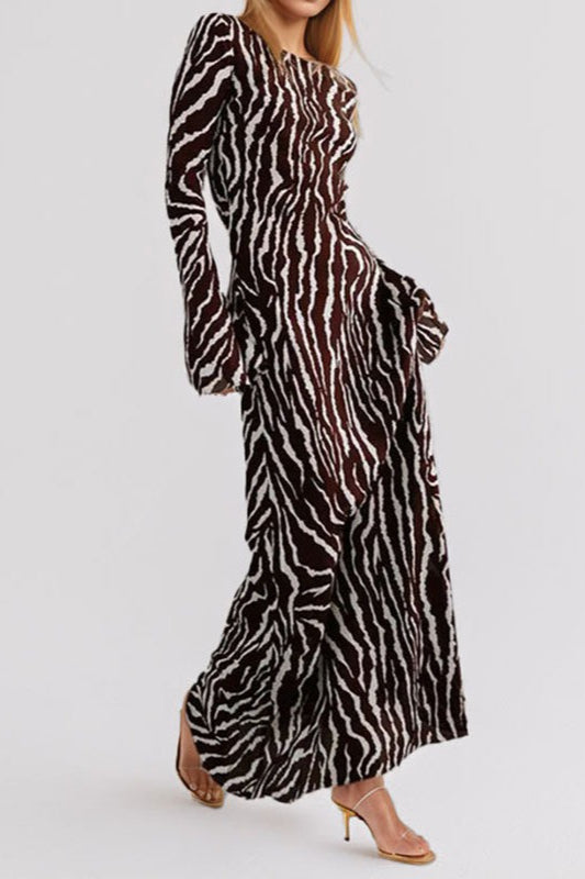 Langärmliges Maxikleid mit Blumenmuster im Bohemian-Stil