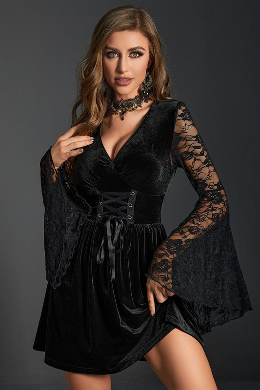 Gothic-Kleid aus Samt mit Schnürung