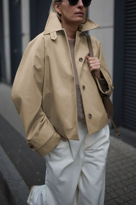 Trendige Khaki Langarmjacke