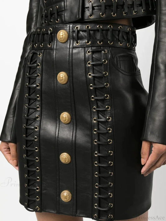 Fierce Fasteners String Tie Skirt Black / S