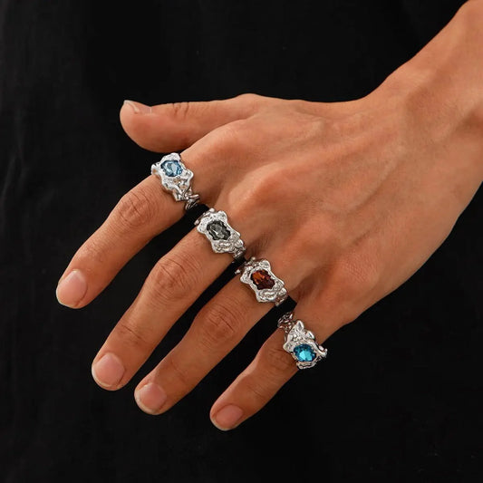 Fiery Colorful Zircon Gothic Band color