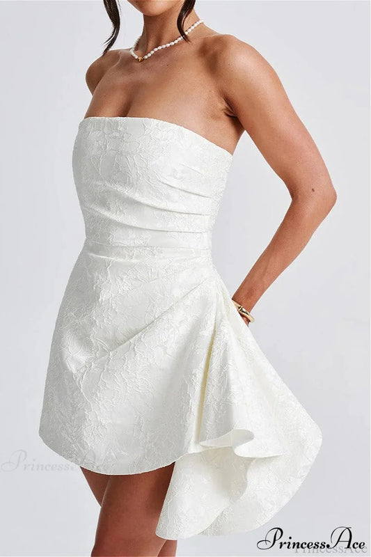 Fitted Strapless Chic Party Dress White / S