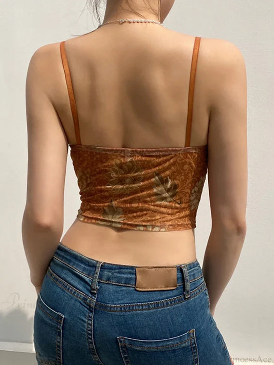 Floral Mesh Vintage Aesthetic Y2K Crop Top croptop-250126