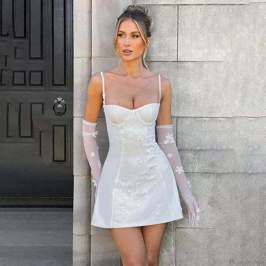 Floral Slim Bodycon A-line Vacation Dress White / S vacationdress-250223