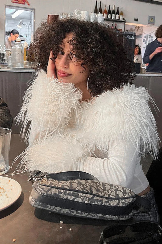 Fuzzy Trimmed Solid Short Long Sleeve Tee