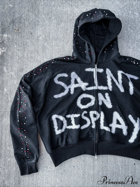 Gothic Rock Letter Print Hoodie